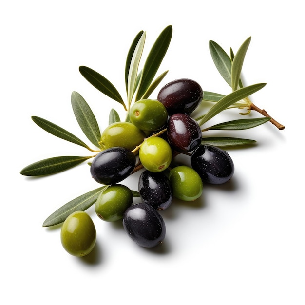 Olives and leaves on a tree branch