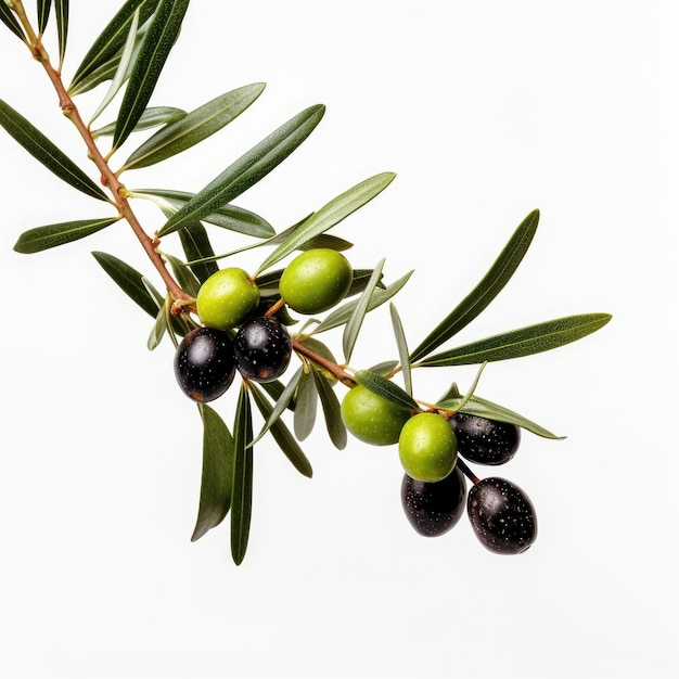 Olives and leaves on a tree branch