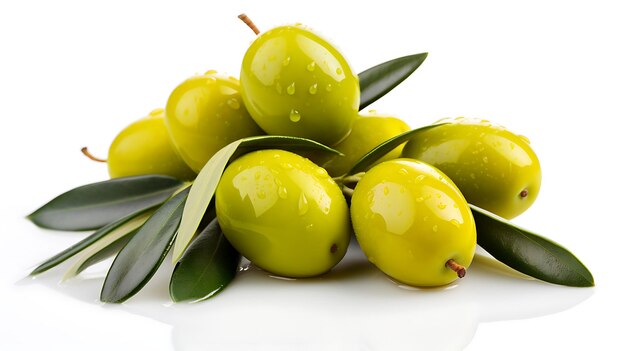 Olives and olive oil floating background