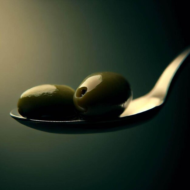 Photo olives on a spoon