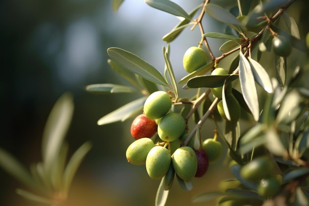 Olives on a tree in the garden