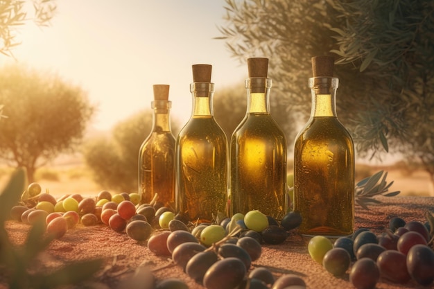 Olives tree oil bottle spain Generate Ai