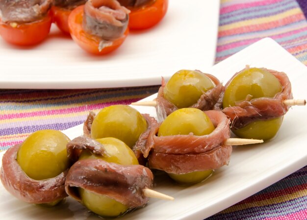 Olives with anchovies