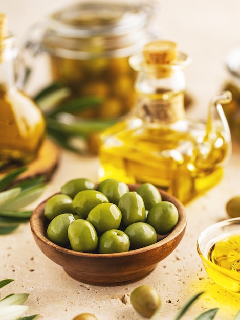 Olives in wooden bowl