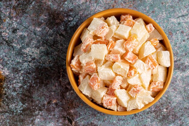 Olivier salad potato salad carrots and mayonnaise