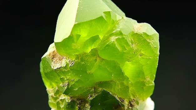 Olivine is rare precious natural geological stone on gradient background in low key isolate Header