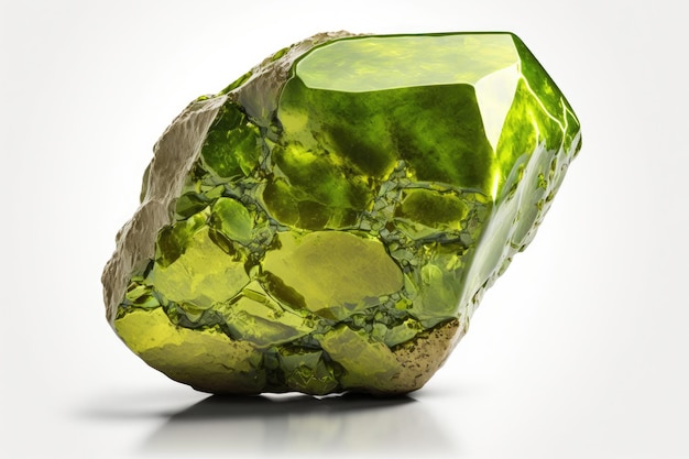 Olivine Stone On White Background Generative AI