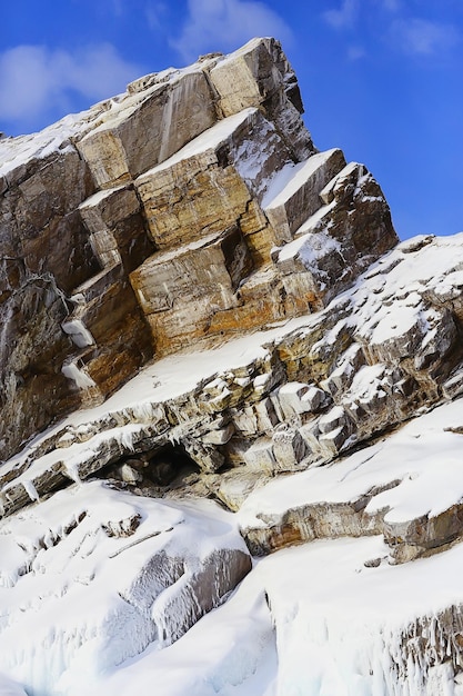 olkhon island baikal winter landscape, russia winter season view lake baikal