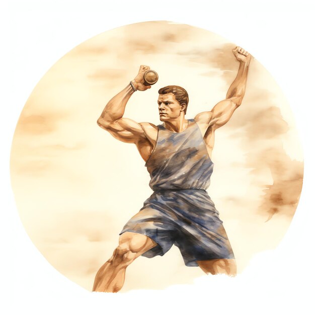 Photo olympic athlete in a discus or javelin throw pose illustration