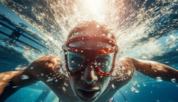 Foto fotografia dinamica editoriale di nuoto olimpico