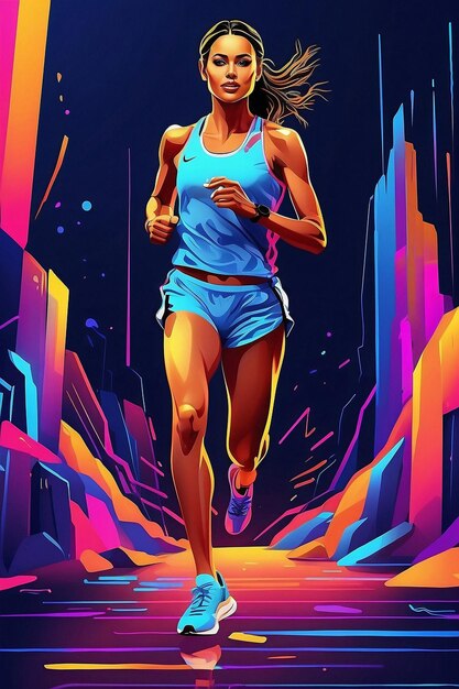 Olympics Modern Illustration of a Strong Athlete Running at Sprinter Isolated