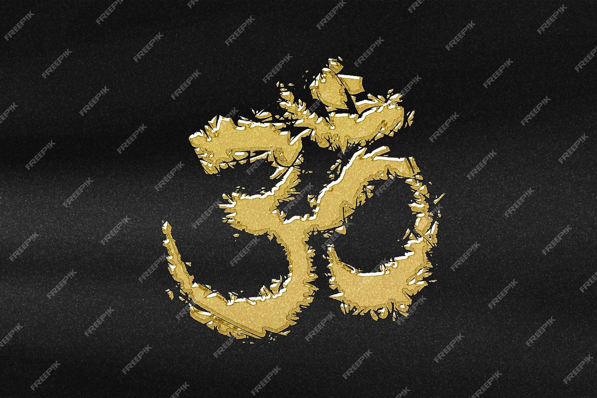 Premium Photo | Om, aum symbol, ultimate reality, abstract gold with black  background