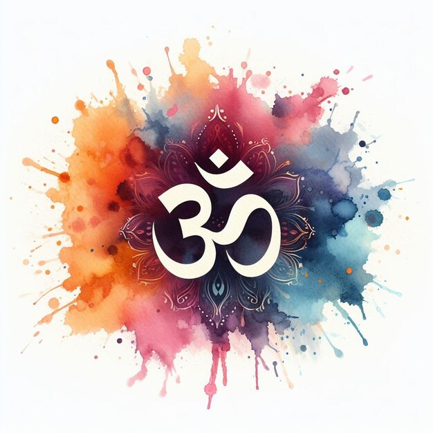 om symbol watercolor