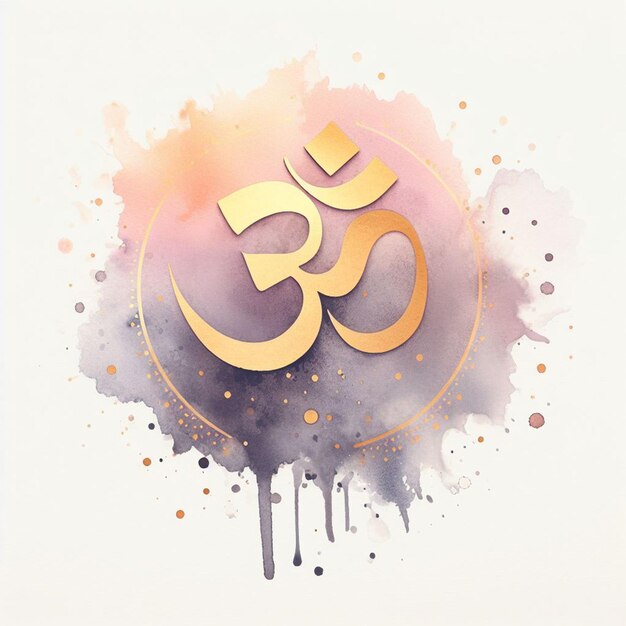 om symbol watercolor