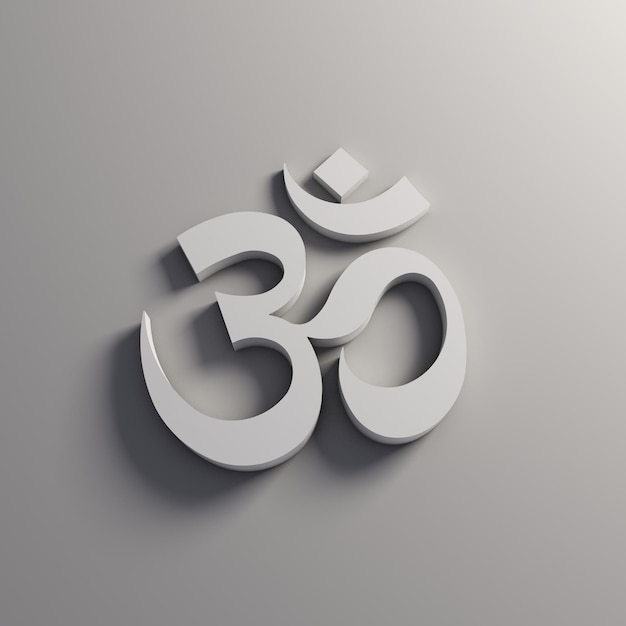 Om Symbol in white color 3D render illustration