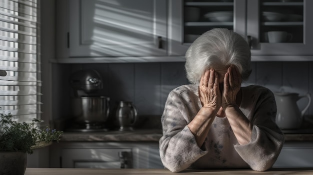 Oma oude eenzame vrouw Close-up portret van een oudere vrouw