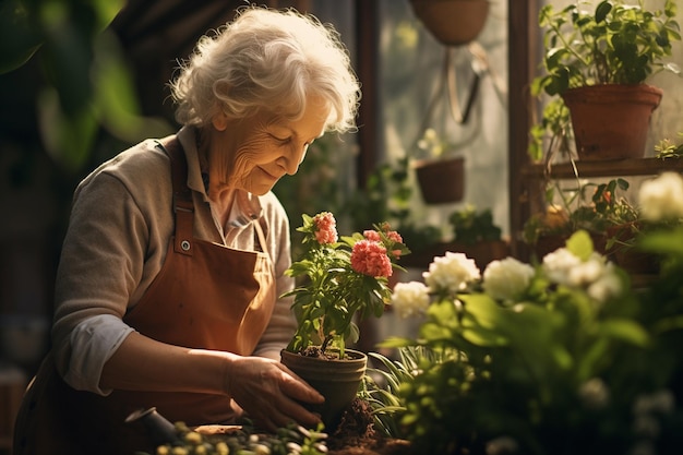 Oma plant bloemen 2