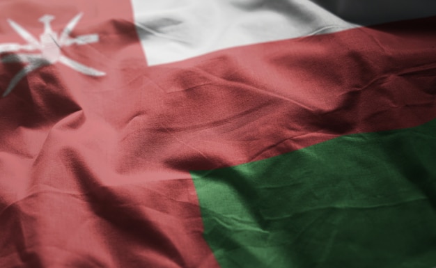 Oman Flag Rumpled Close Up 