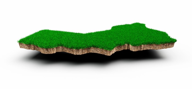 Oman Map soil land geology cross section with green grass and Rock ground texture 3d illustration