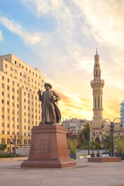 Omar Makram Statue near Omar Makram Mosque on Tahrir square in Cairo, Egypt