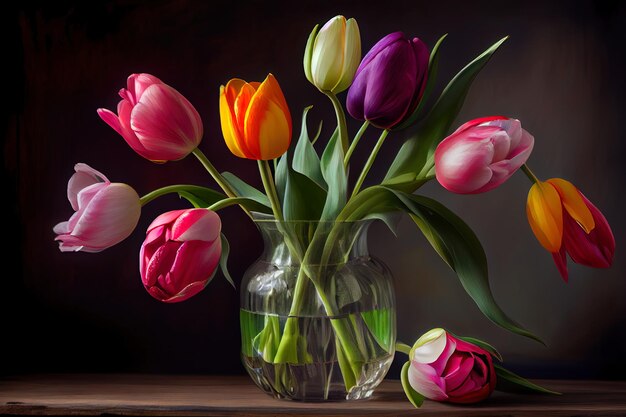 Omarm de vreugdevolle schoonheid van tulpen Generative Ai