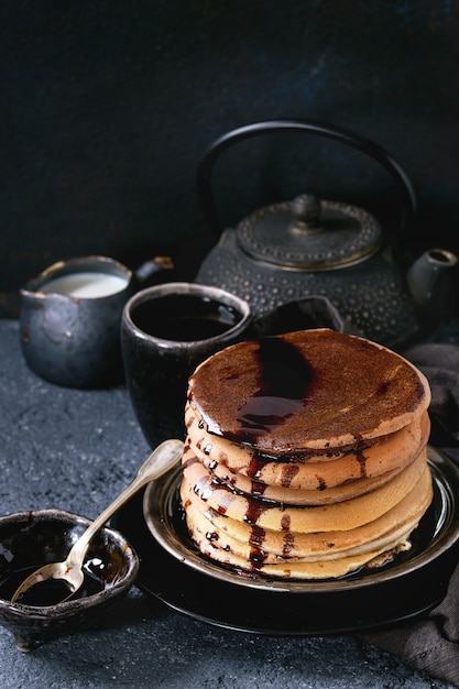 Ombre chocolate pancakes