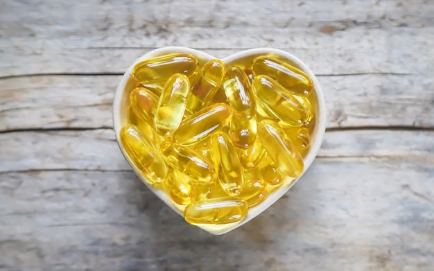 Omega 3 capsules.