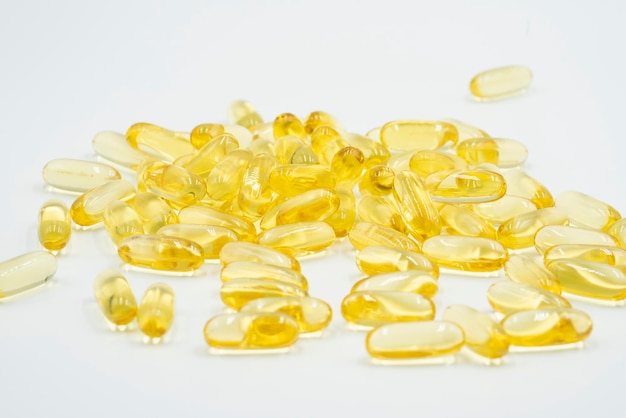 Omega 3 fish oil capsules.