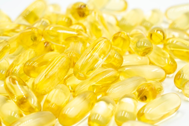 Omega 3 fish oil capsules.