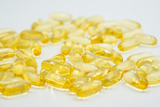 Omega 3 fish oil capsules.