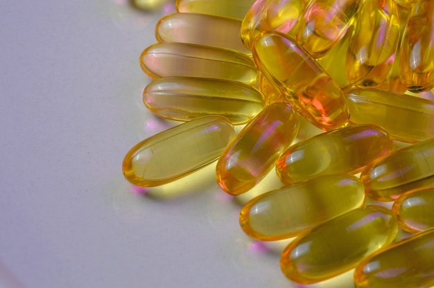 Omega 3 Fish Oil Vitamin Pills Close Up