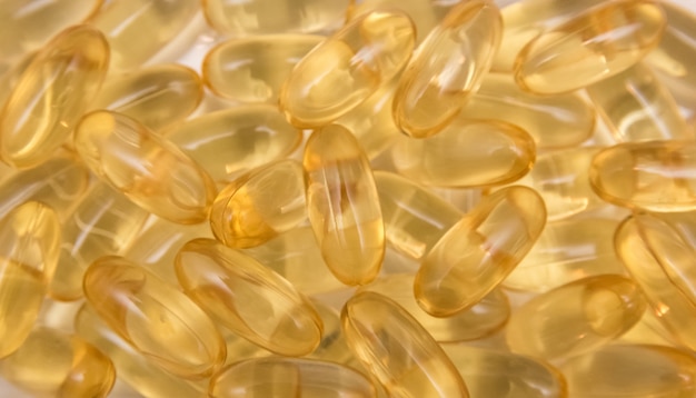 Omega capsules with fish oil with beige