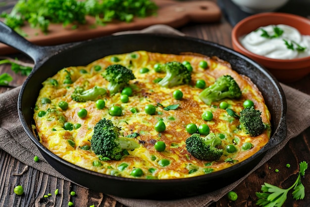 omelet met groenten broccoli en erwten