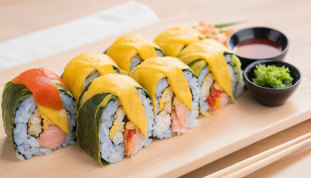 omelet sushi roll japanese food style