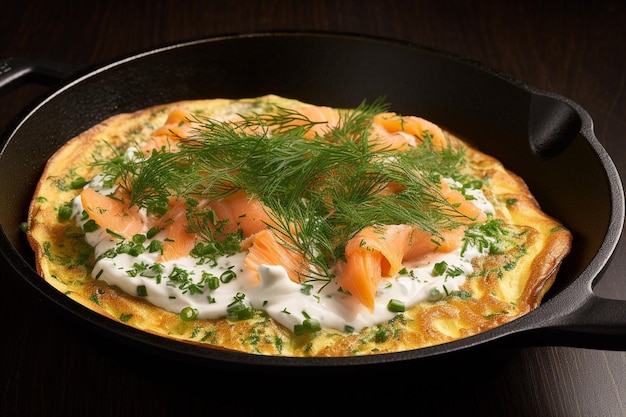 Omelette cooked in a muffin tin and served on a bed of mixed greens