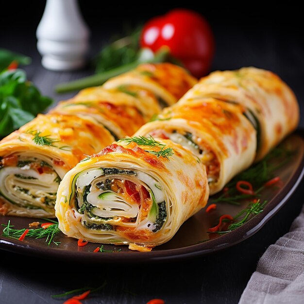 Foto omelette con mozzarella e verdure