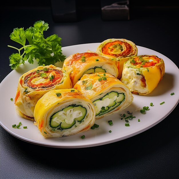 Foto omelette con mozzarella e verdure