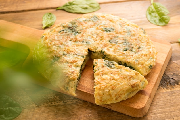 Omelette  of spinach and cheese and leek (3d effect)