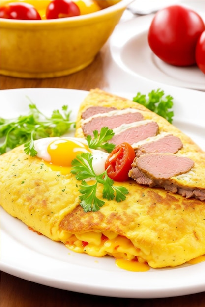 Photo omelette with dried meat