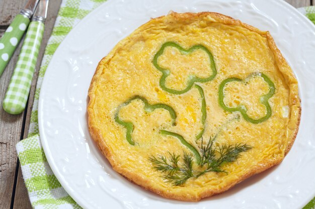 Omelette with green pepper for St Patrick day