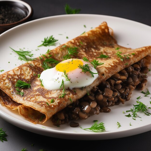 Omelette with rocket glutenfree bread and vegetables