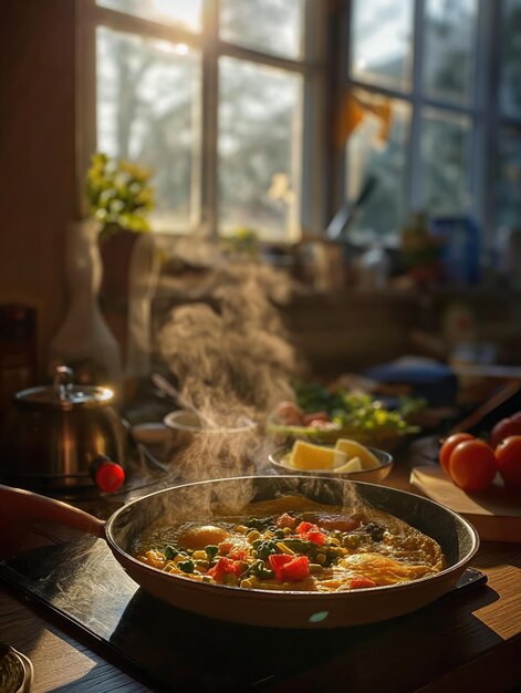 Omelette with veggies breakfast