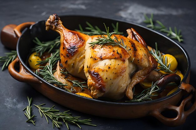 omemade roasted chicken leg with rosemary