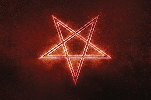 Omgekeerd Pentagram-symbool, Satanisch teken, Rood symbool