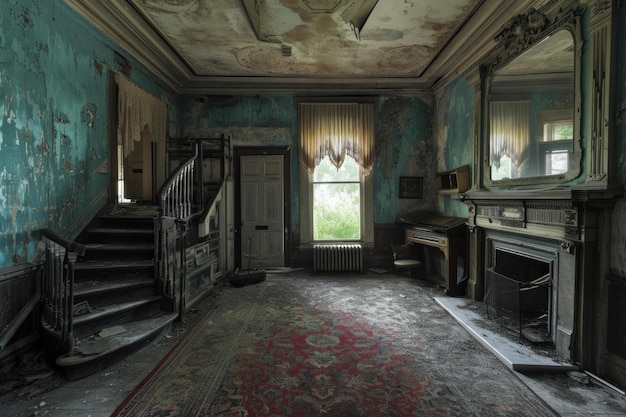 Photo ominous abandoned haunted house generate ai