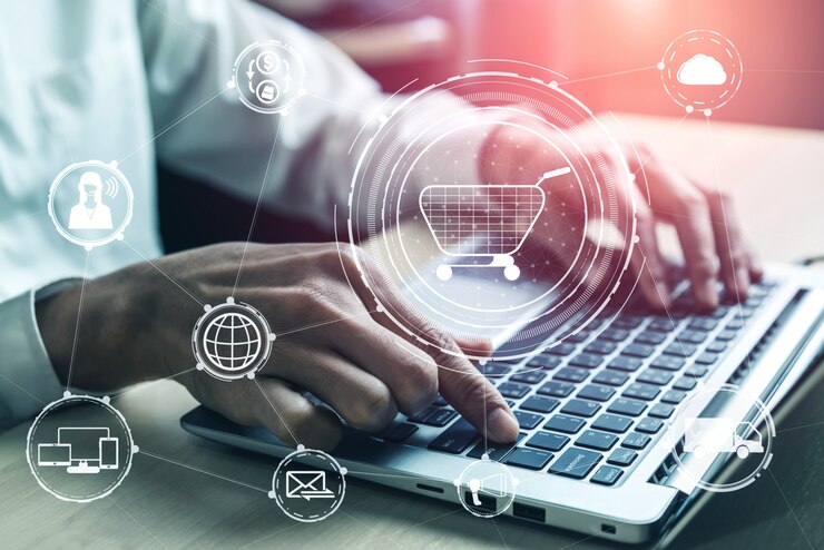 Photo omni channel technology of online retail business.