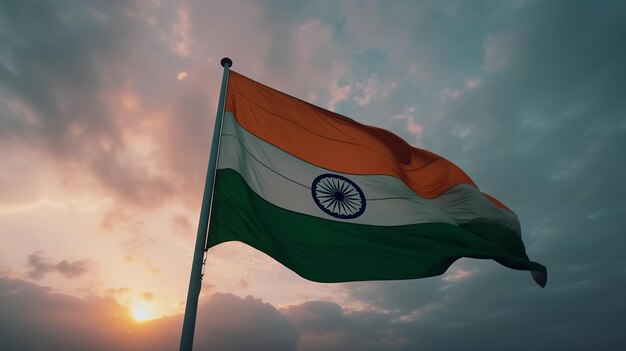 Onafhankelijkheidsdag India Indiase vlag wordt gezwaaid hemel Generatieve ai