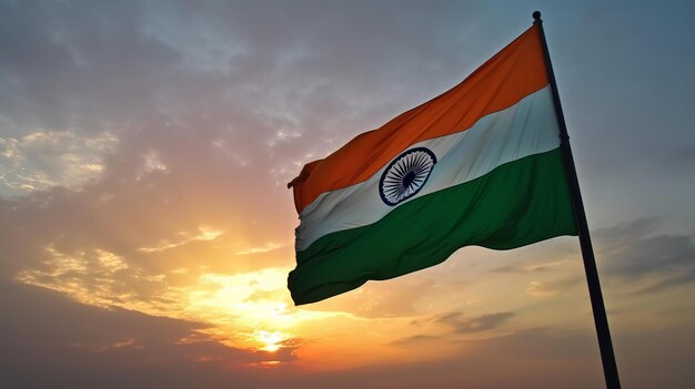 Onafhankelijkheidsdag India Indiase vlag wordt gezwaaid hemel Generatieve ai