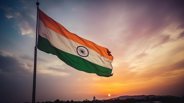 Onafhankelijkheidsdag India Indiase vlag wordt gezwaaid hemel Generatieve ai