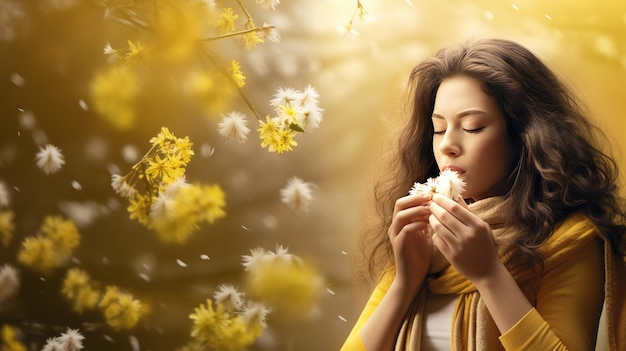 Onbekende meisjes lopen in Pollen Area Lente seizoen UHD behang